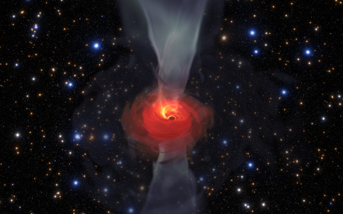 In anticipation of the first image of a black hole, Jordy Davelaar and colleagues built a virtual reality simulation of one of these fascinating astrophysical objects. Their simulation shows a black hole surrounded by luminous matter. This matter disappears into the black hole in a vortex-like way, and the extreme conditions cause it to become a glowing plasma. The light emitted is then deflected and deformed by the powerful gravity of the black hole. Credit: Jordy Davelaar et al./Radboud University/BlackHoleCam