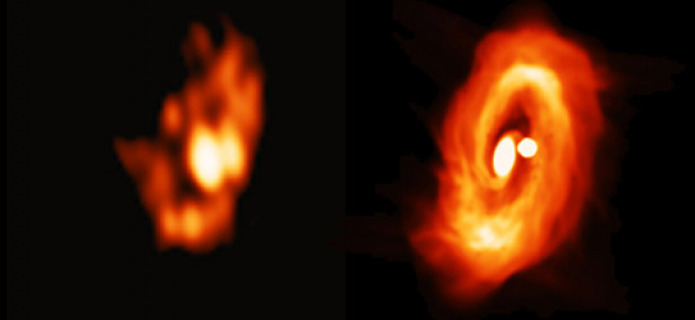 ALMA Identifies Gas Spirals as a Nursery of Twin Stars