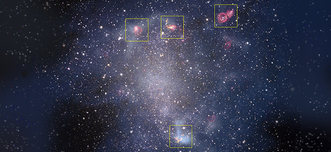 ALMA peers into star-forming gas regions outside our Milky Way