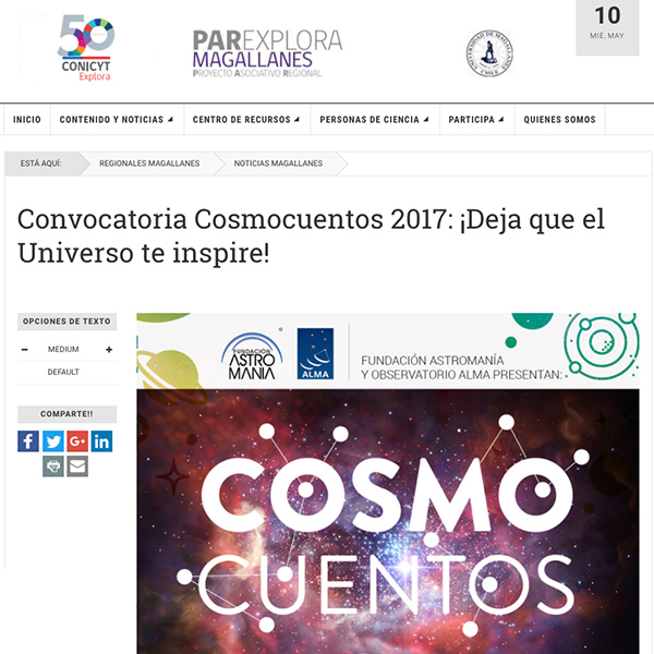 Convocatoria Cosmocuentos 2017: ¡Deja que el Universo te inspire!