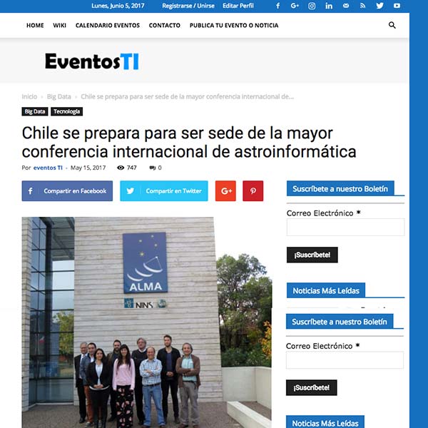 Chile se prepara para ser sede de la mayor conferencia internacional de astroinformática