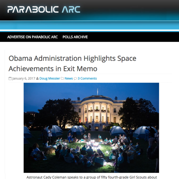 Obama Administration Highlights Space Achievements in Exit Memo