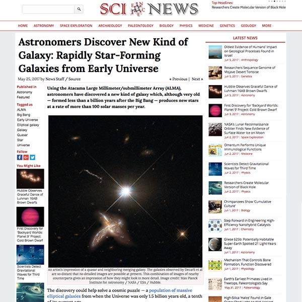 Astronomers Discover New Kind of Galaxy: Rapidly Star-Forming Galaxies from Early Universe