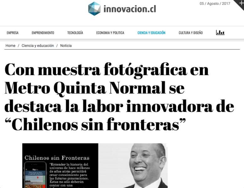 Con muestra fotógrafica en Metro Quinta Normal se destaca la labor innovadora de “Chilenos sin fronteras”