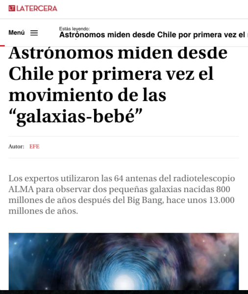 "Astrónomos miden desde Chile por primera vez el movimiento de las -galaxias  bebé-".