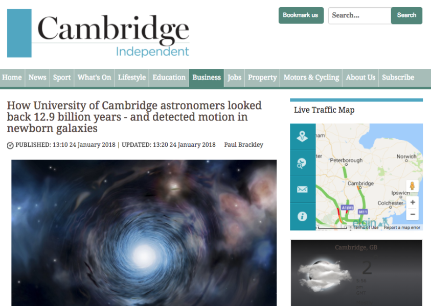 "How University of Cambridge astronomers looked back 12.9 billion years…