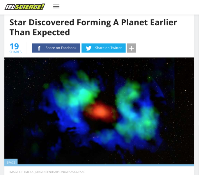 Star discovered forming a planet earlier than expected