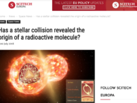 Has a stellar collision revealed the origin of a radioactive molecule?