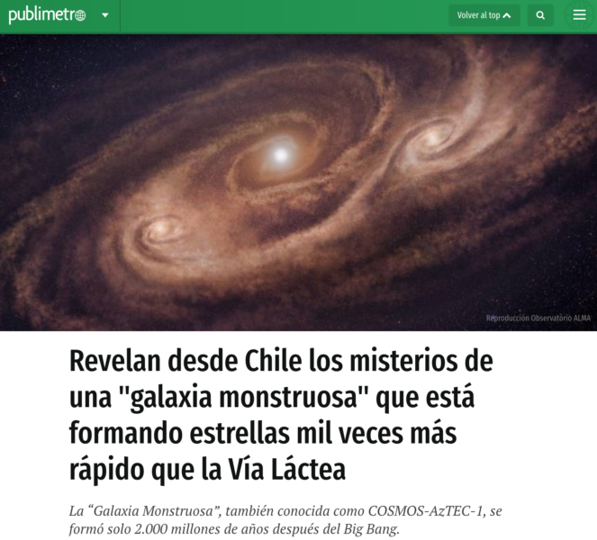 Revelan desde Chile los misterios de una "galaxia monstruosa" que está formando estrellas…