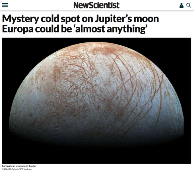 Mystery cold spot on Jupiter’s moon Europa could be ‘almost anything’