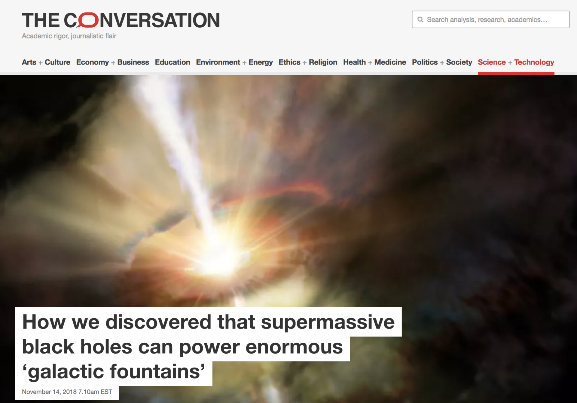 How we discovered that supermassive black holes can power enormous ‘galactic fountains’