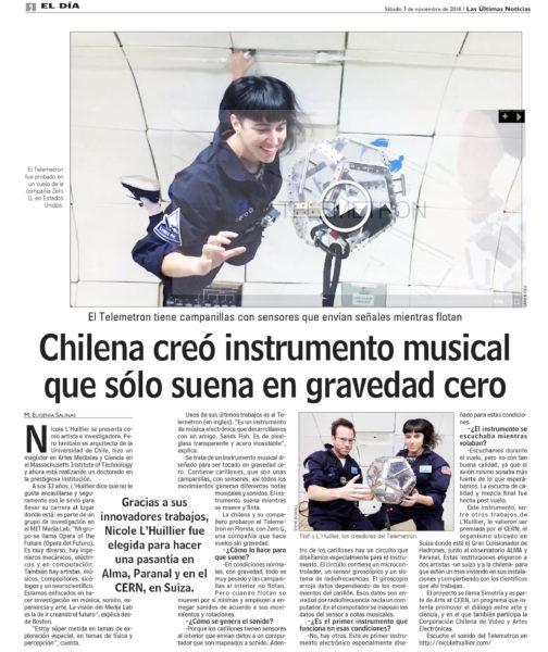 Chilena creó instrumento musical que sólo suena en gravedad cero