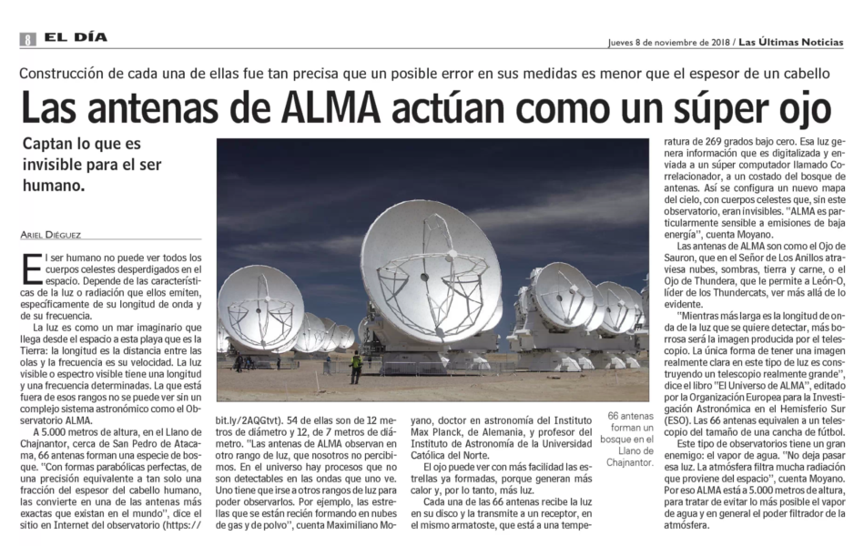 Las antenas de ALMA actúan como un súper ojo