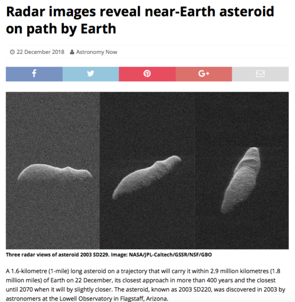 Radar images reveal near-Earth asteroid on path by Earth