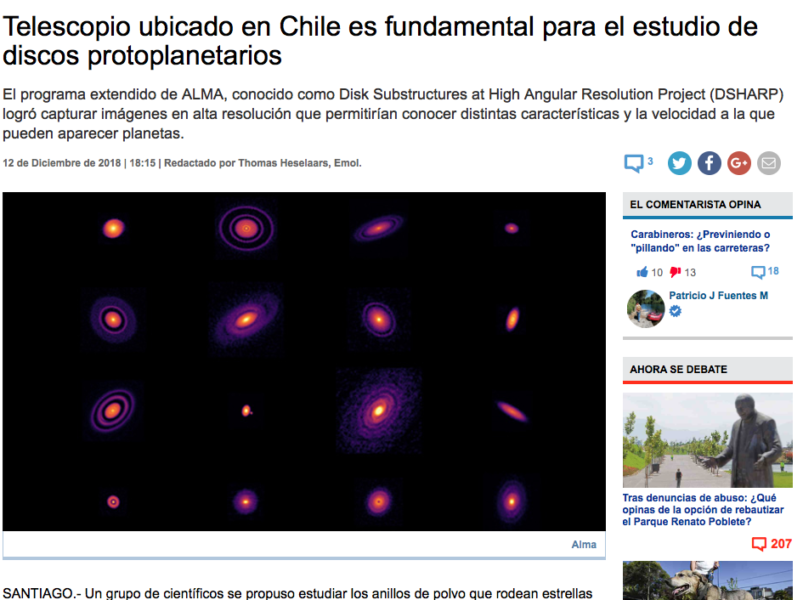 Telescopio ubicado en Chile es fundamental para el estudio de discos protoplanetarios