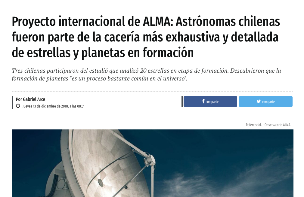 Proyecto internacional de ALMA: Astrónomas chilenas fueron parte de la cacería más exhaustiva y detallada de estrellas y planetas en formación