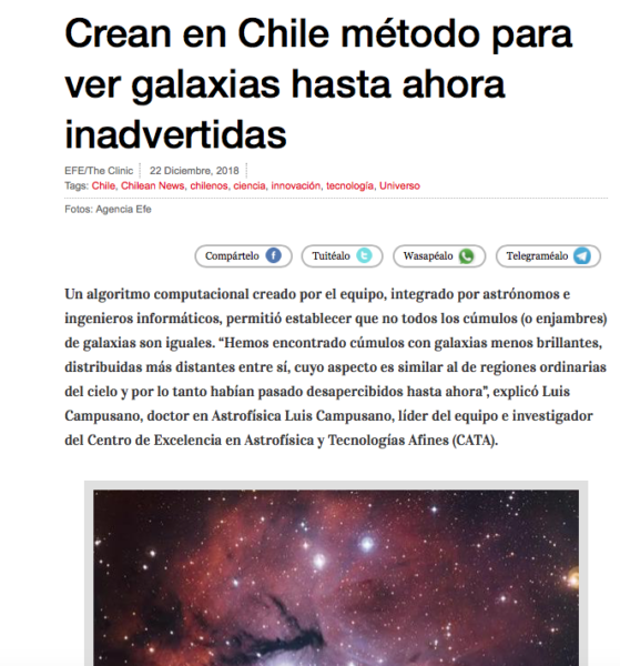 Crean en Chile método para ver galaxias hasta ahora inadvertidas