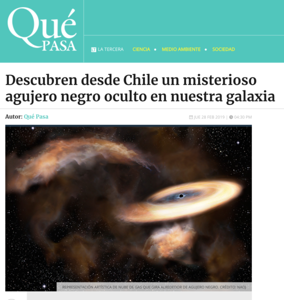 Descubren desde Chile un misterioso agujero negro oculto en nuestra galaxia