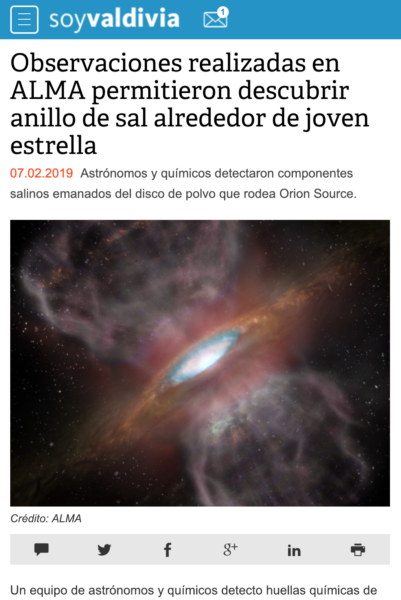 Observaciones realizadas en ALMA permitieron descubrir anillo de sal alrededor de joven estrella