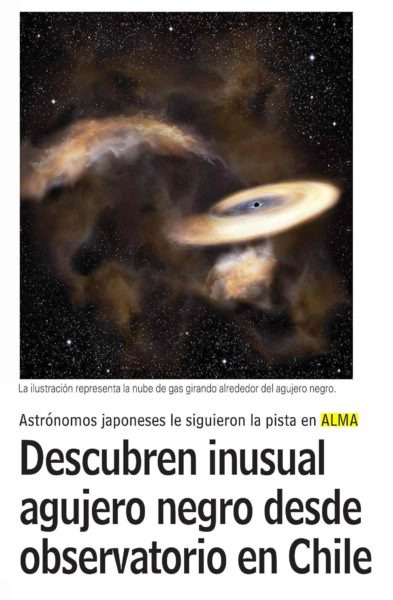 Descubren inusual agujero negro desde observatorio en Chile