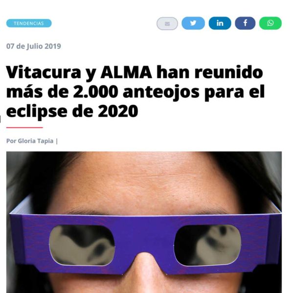 Vitacura y ALMA han reunido más de 2.000 anteojos para el eclipse de 2020