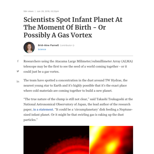 Scientists Spot Infant Planet At The Moment Of Birth - Or Possibly A Gas Vortex