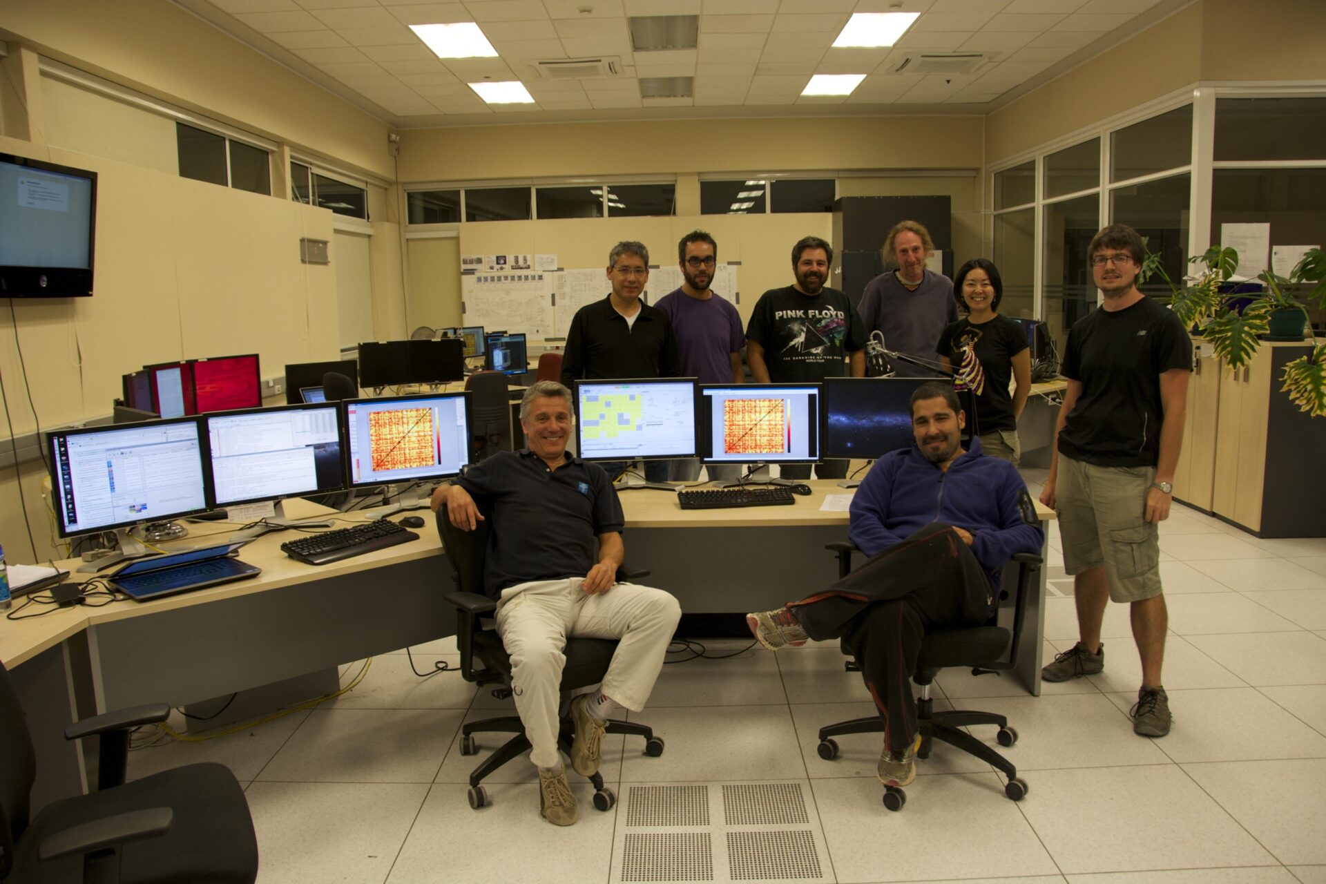 A group of astronomers in the Control Room