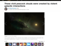These vivid peacock clouds were created by violent galactic interactions