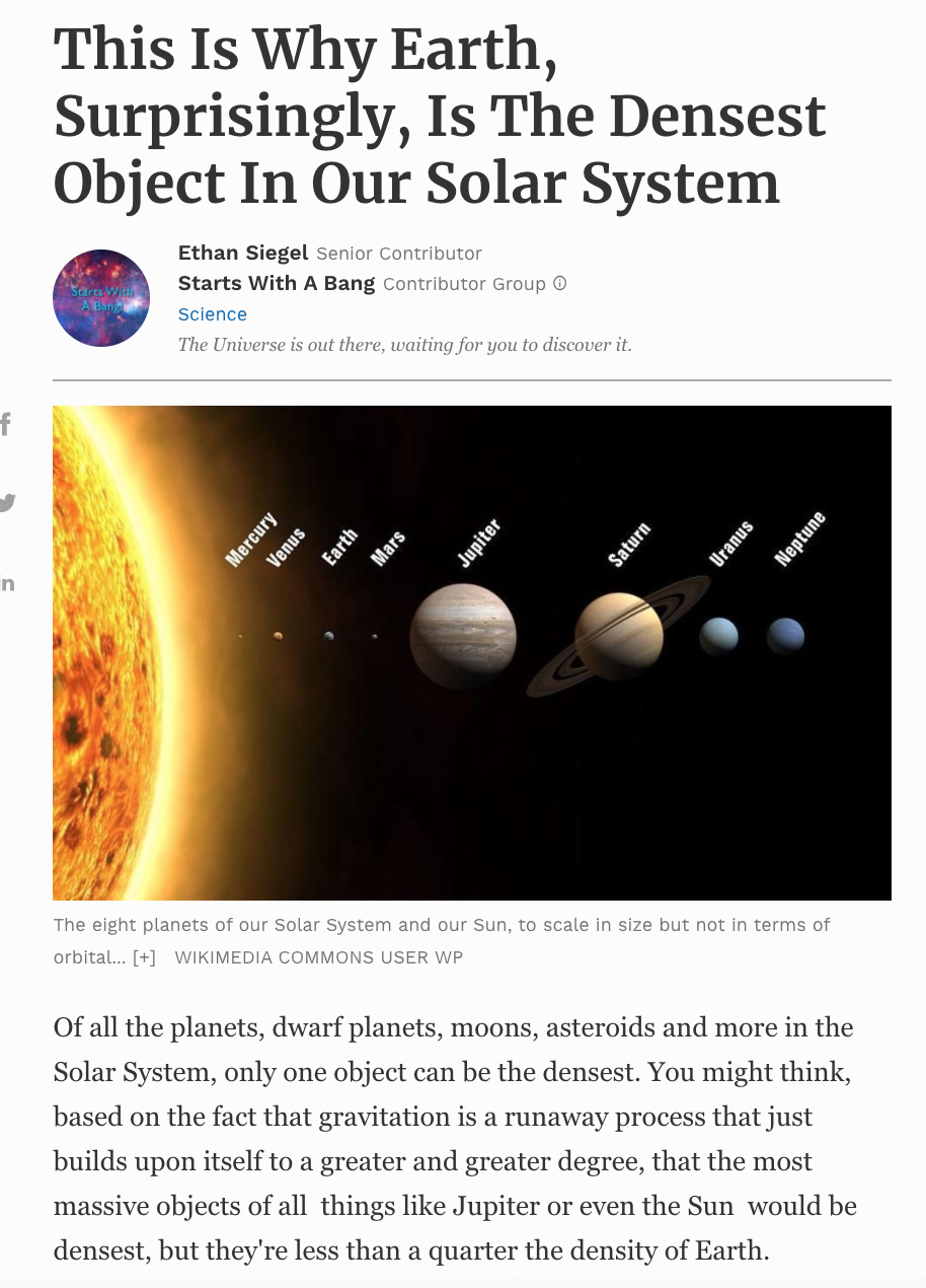 This Is Why Earth, Surprisingly, Is The Densest Object In Our Solar ...