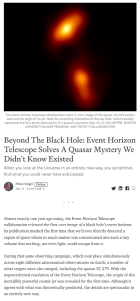 Beyond The Black Hole: Event Horizon Telescope Solves A Quasar Mystery We Didn’t Know Existed
