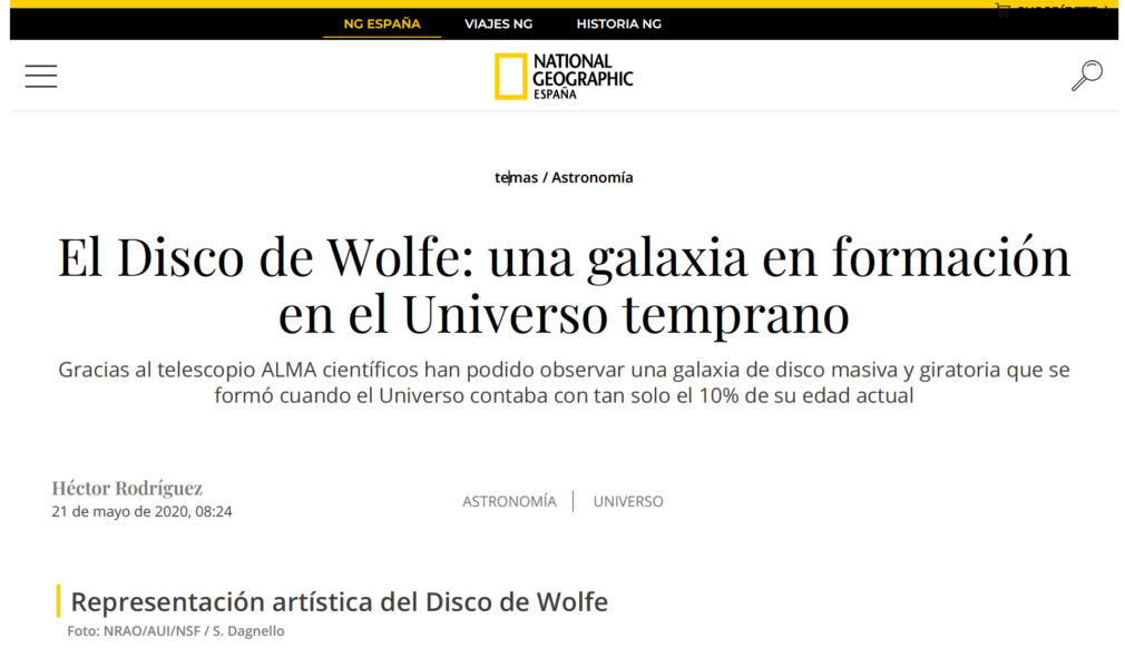 El Disco de Wolfe: una galaxia en formación en el Universo temprano