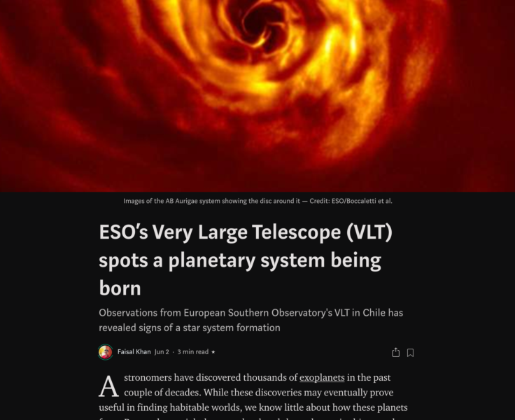ESO’s Very Large Telescope (VLT) spots a planetary system being born