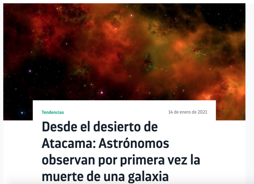 Desde el desierto de Atacama: Astrónomos observan por primera vez la muerte de una galaxia