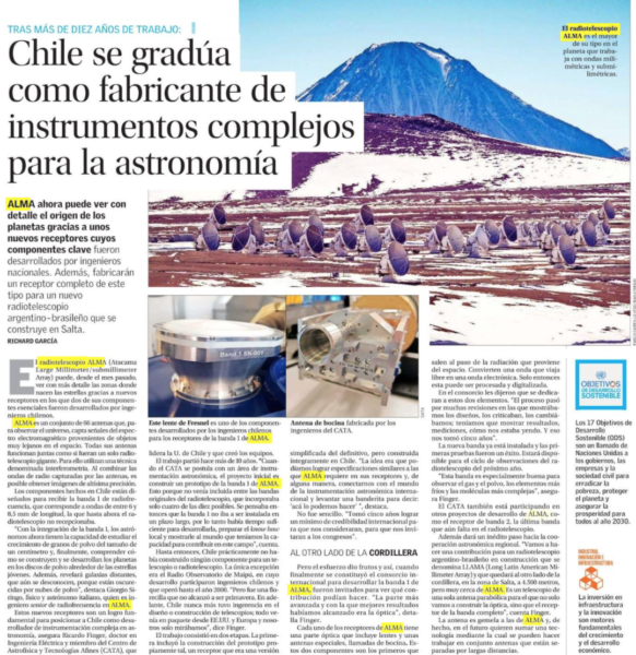 Chile se gradúa como fabricante de instrumentos complejos para la astronomía
