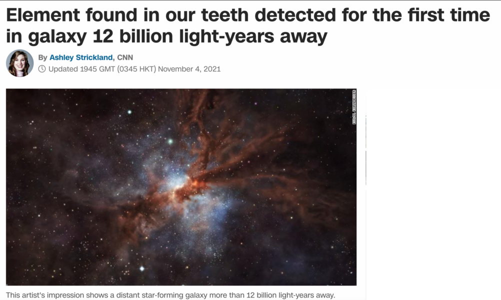 Element found in our teeth detected for the first time in galaxy 12 billion light-years away