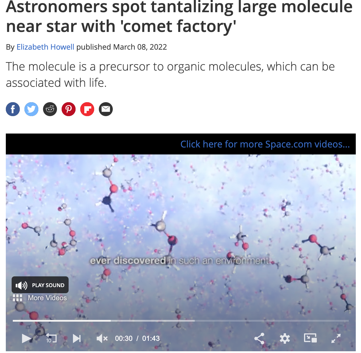 Astronomers spot tantalizing large molecule near star with 'comet factory'