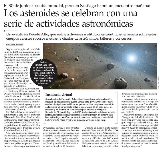 Los asteroides se celebran con una serie de actividades astronómicas