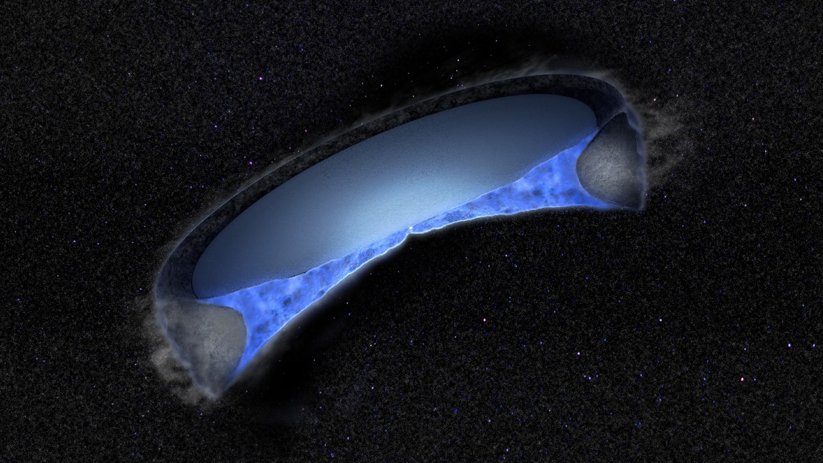 V883 Ori is a unique protostar whose temperature is just hot enough that the water in its circumstellar disk has turned to gas, making it possible for radio astronomers to trace the water’s origins. New observations with the Atacama Large Millimeter/submillimeter Array (ALMA) have provided the first confirmation that the water in our Solar System may come from the same place as the water in disks surrounding protostars elsewhere in the Universe: the interstellar medium. Credit: ALMA (ESO/NAOJ/NRAO), B. Saxton (NRAO/AUI/NSF)