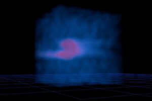Mapa giratorio en 3D del cometa Lemmon liberando moléculas de HCN