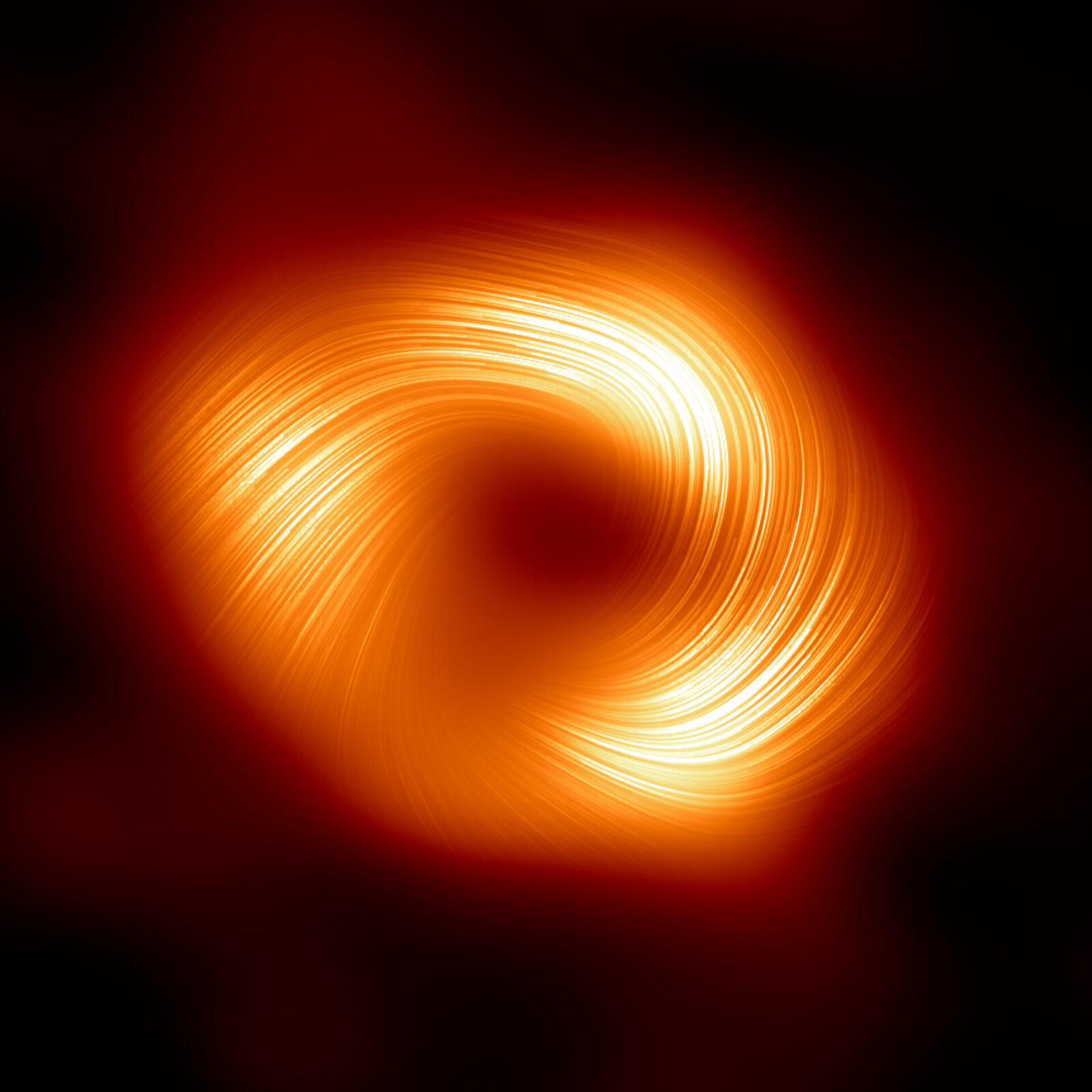 Vista polarizada del agujero negro supermasivo Sagitario A* de la Vía Láctea