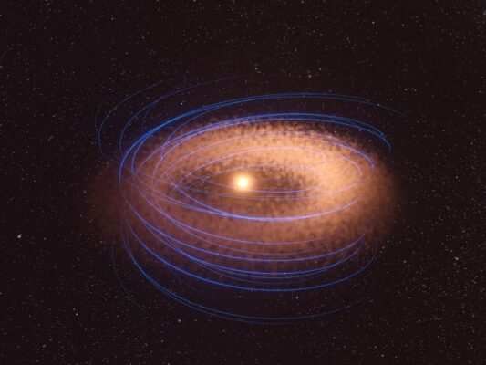 ALMA observa por primera vez un campo magnético en un disco protoplanetario  